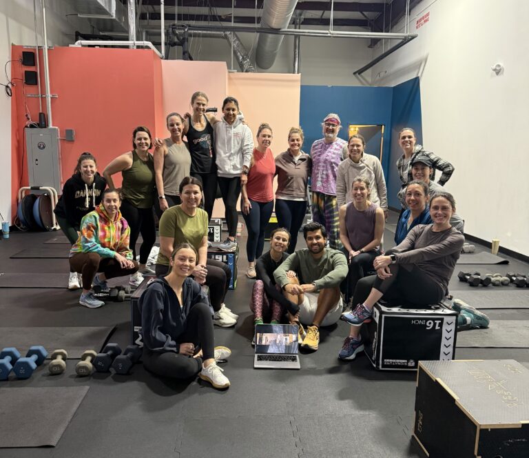 women post-workout group photo at Good Gaines Fitness Lake Norman